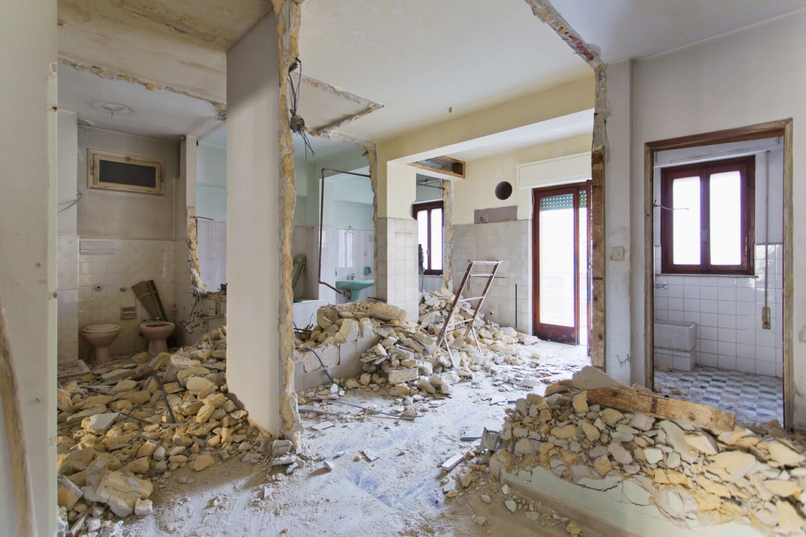 A room that has been demolished and is being remodeled.