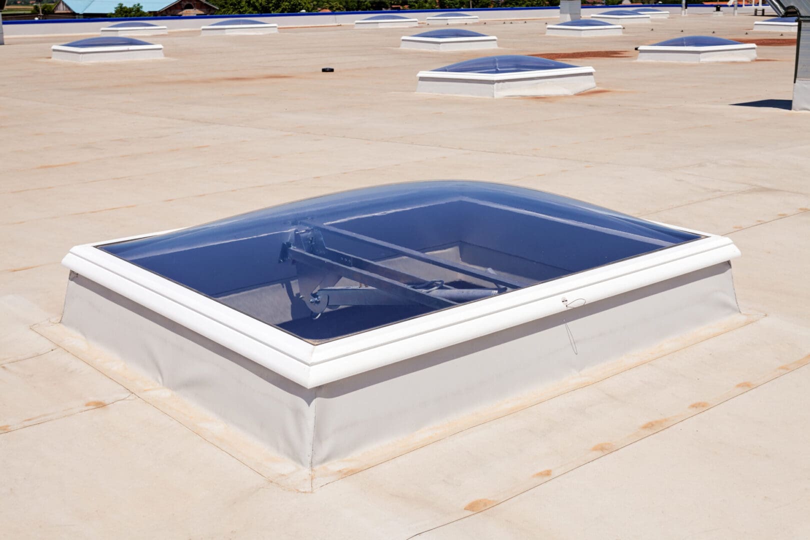 A skylight on the roof of a building.