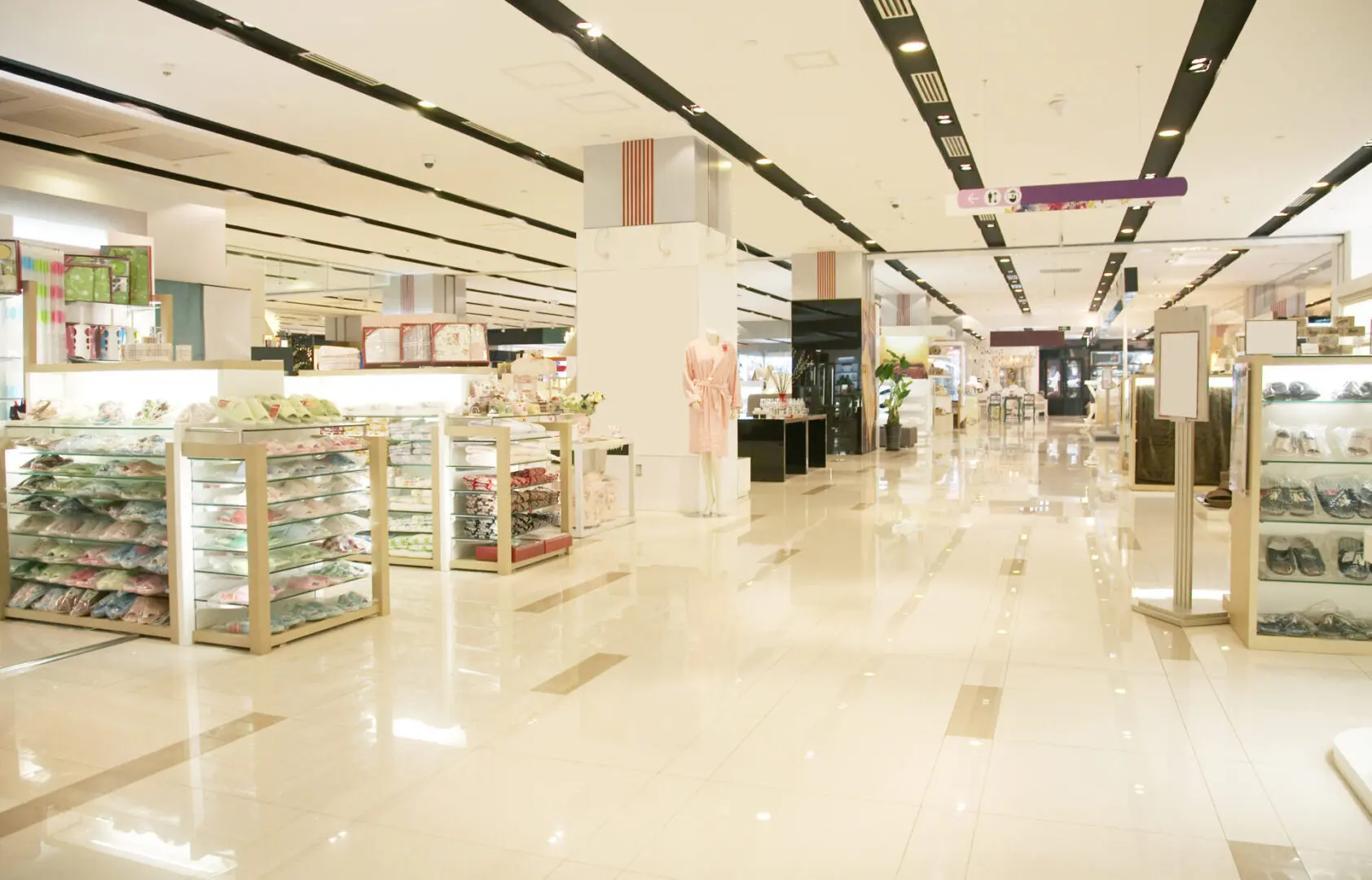 A large store with many shelves and counters.