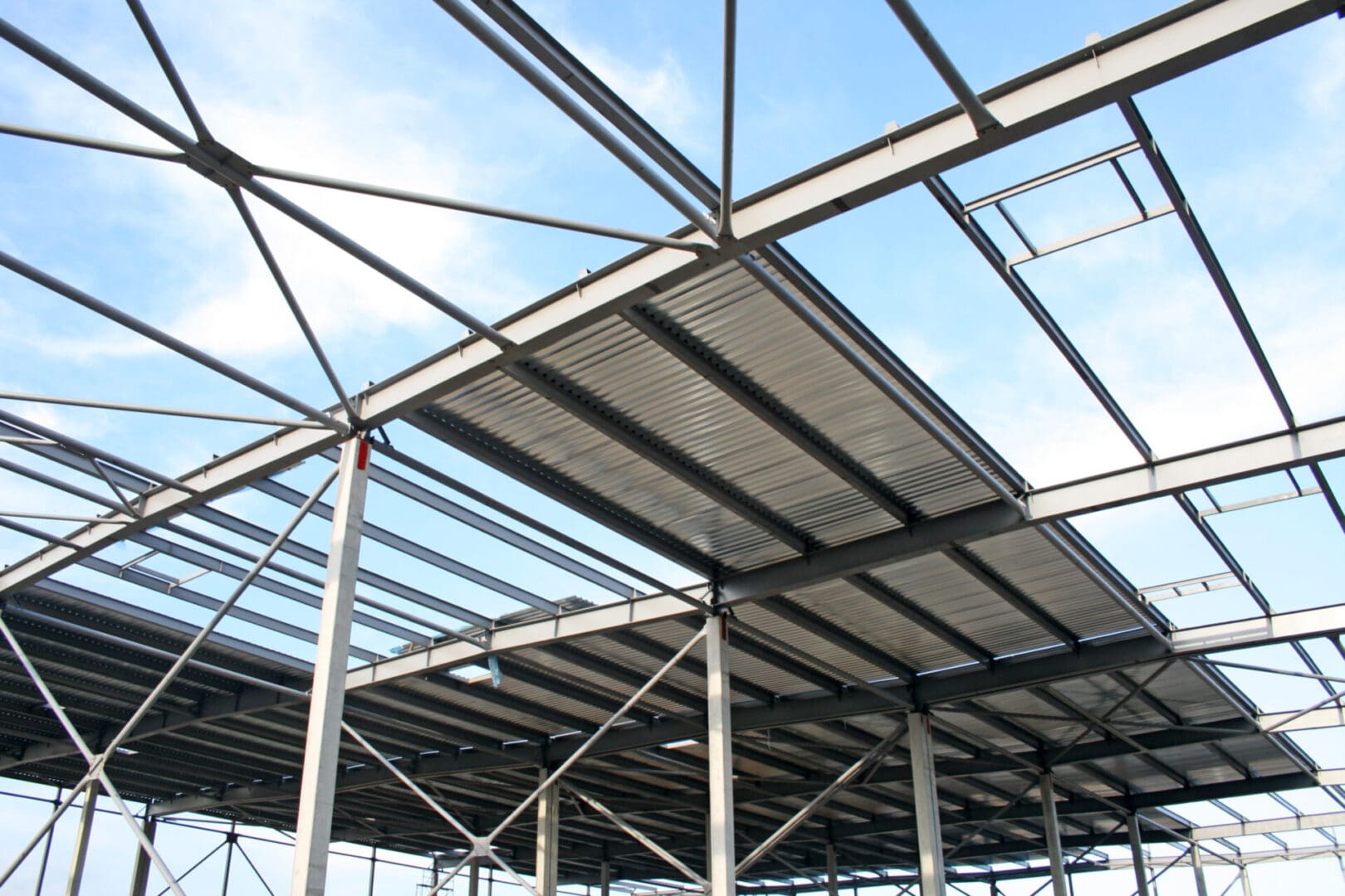 A metal structure with a sky background