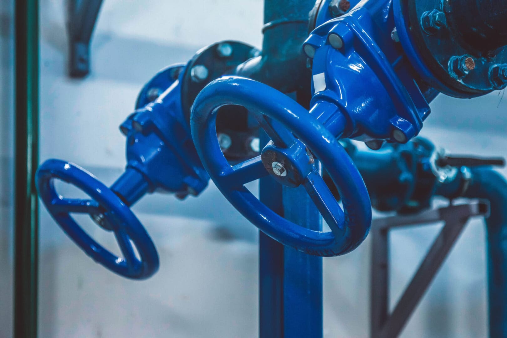 A close up of valves on a pipe