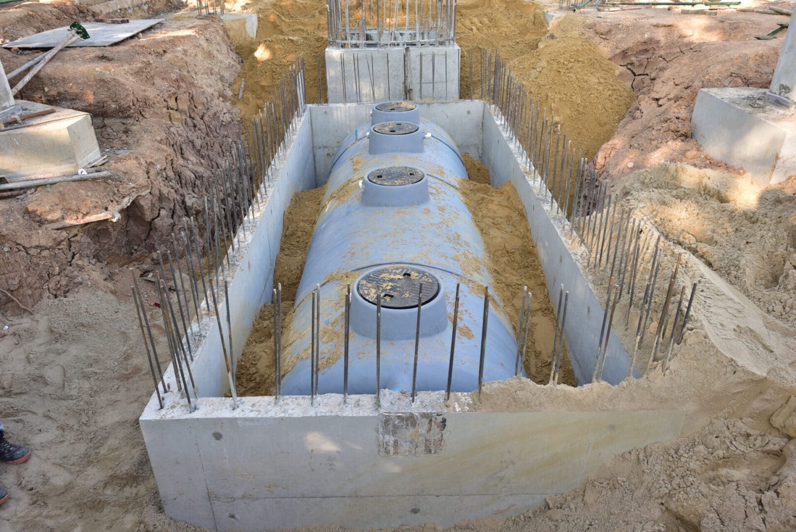 A view of the inside of a building under construction.